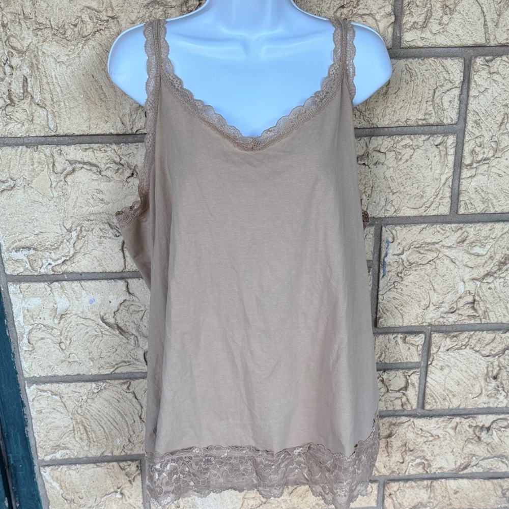 Woman Within Tan Lace Trim Camisole Size 1X